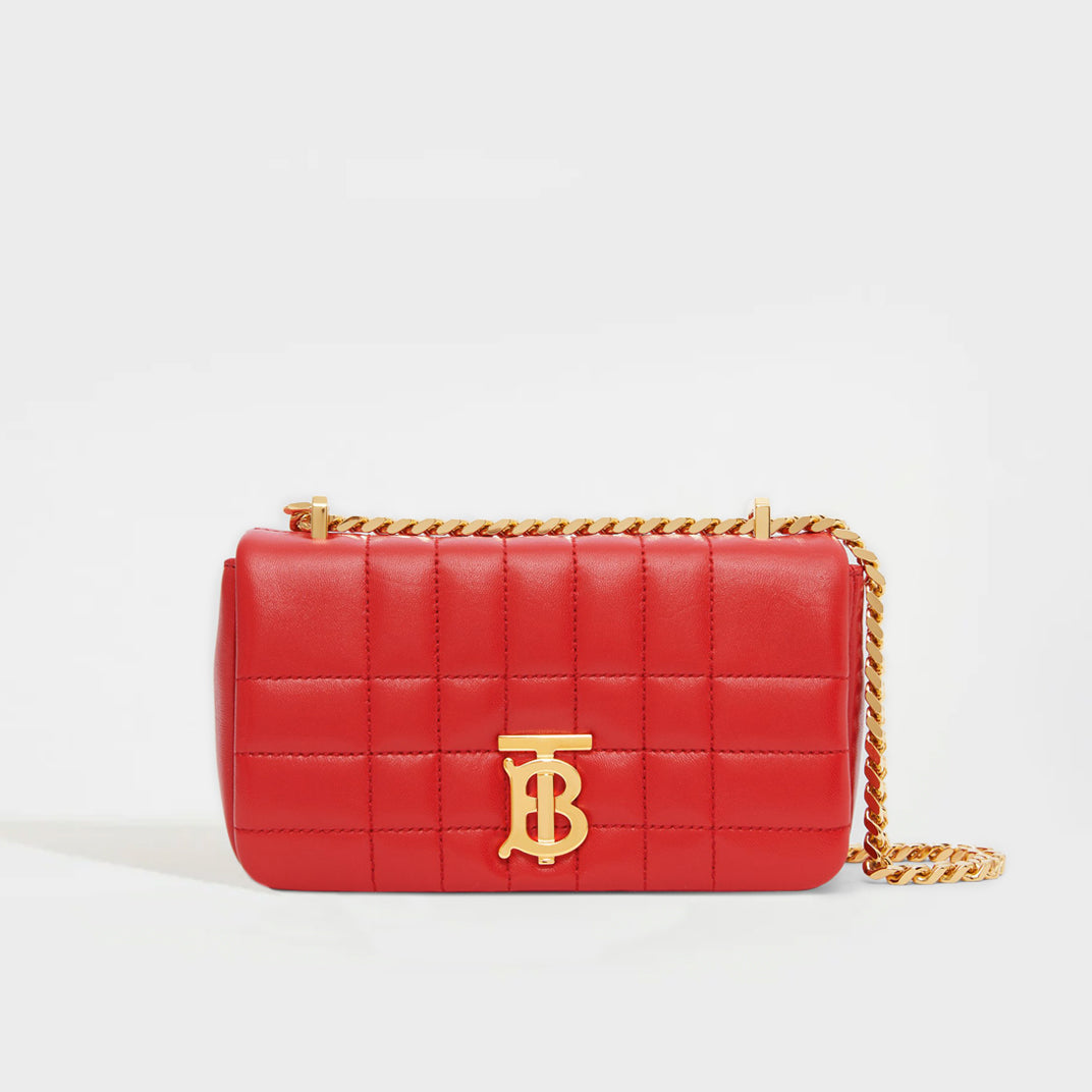 BURBERRY Mini Quilted Lola Bag in Bright Red