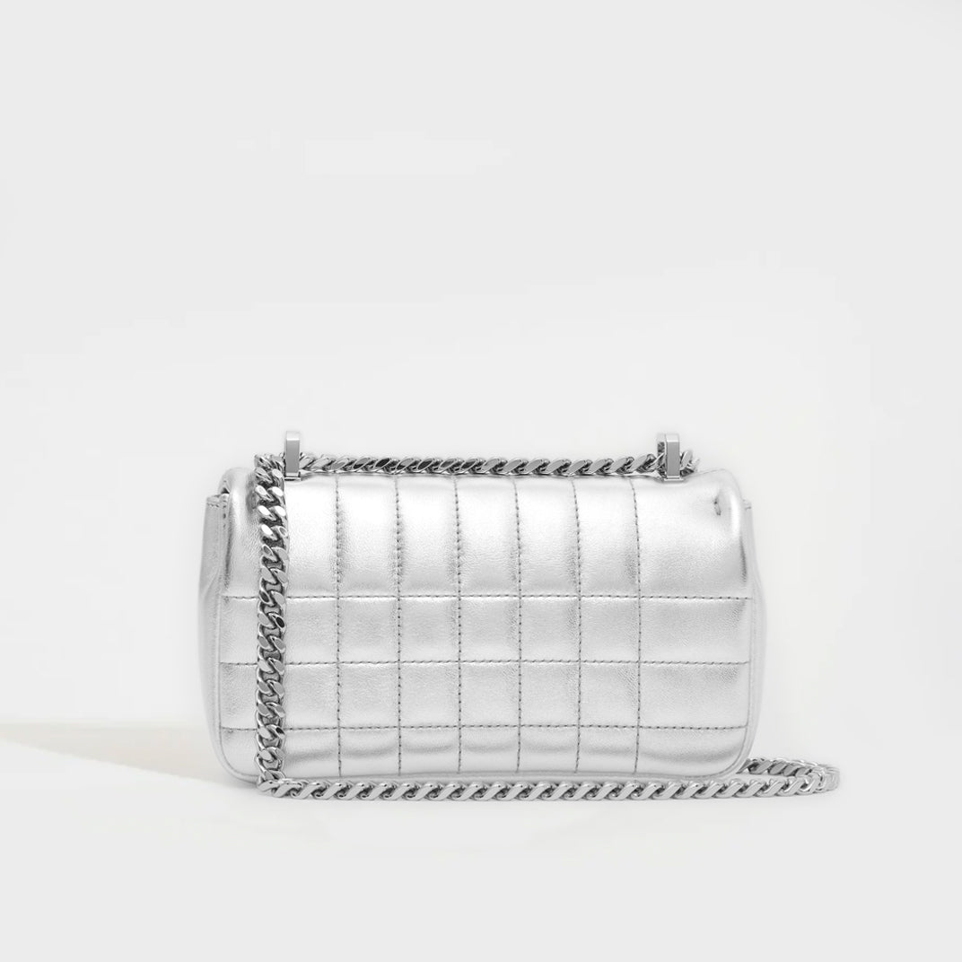 Mini Quilted Leather Lola Bag in Metallic Silver