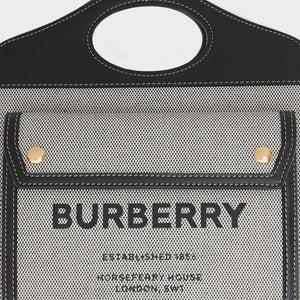 BURBERRY Mini Tri-Colour Canvas & Leather Pocket Bag in Grey