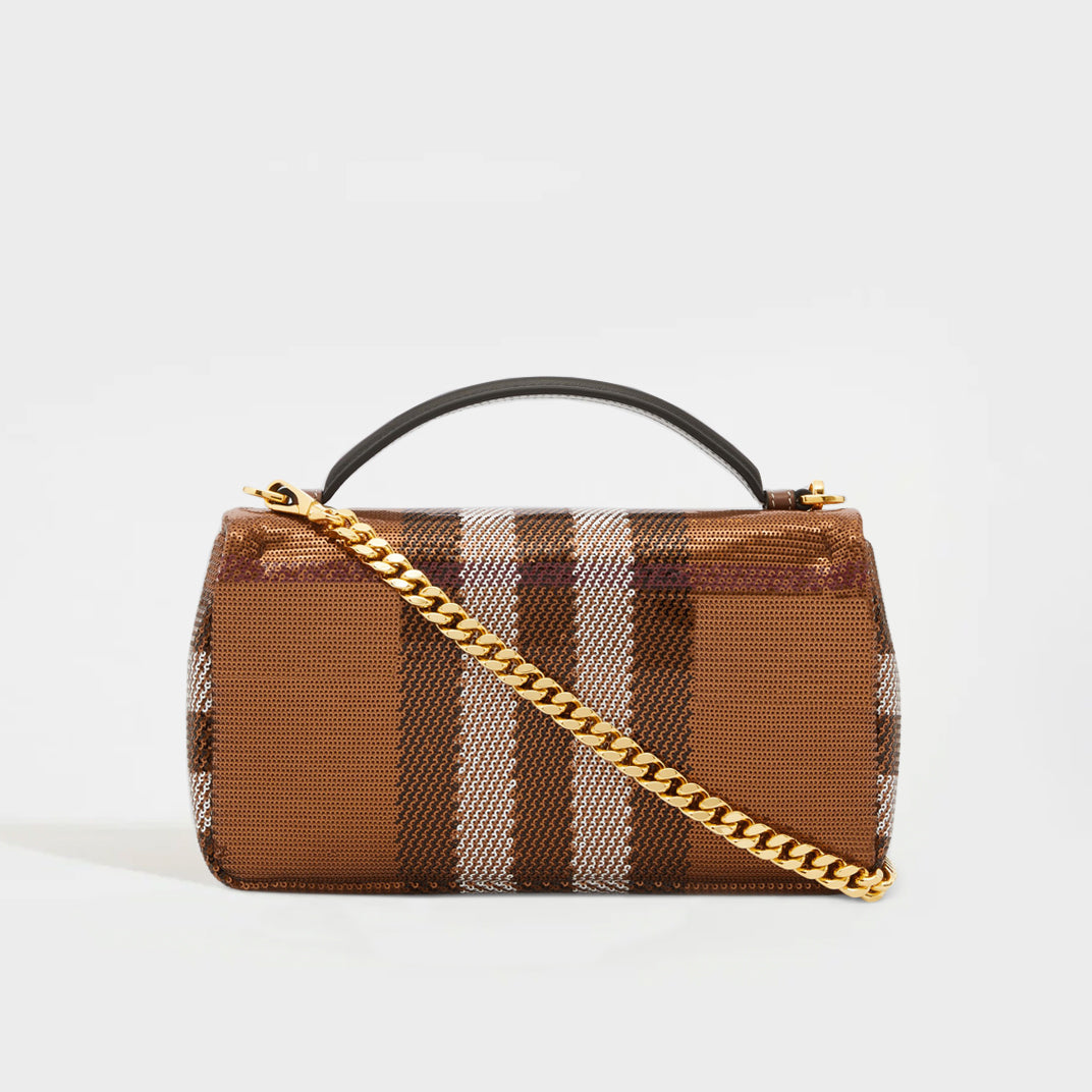 Small Sequin Check Lola Bag in Dark Birch Brown
