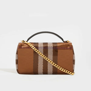 BURBERRY Small Sequin Check Lola Bag in Dark Birch Brown