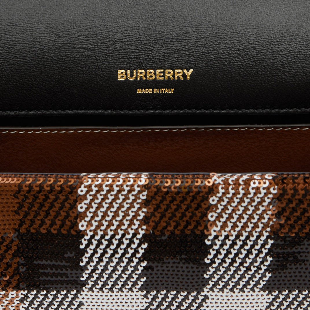 Small Sequin Check Lola Bag in Dark Birch Brown