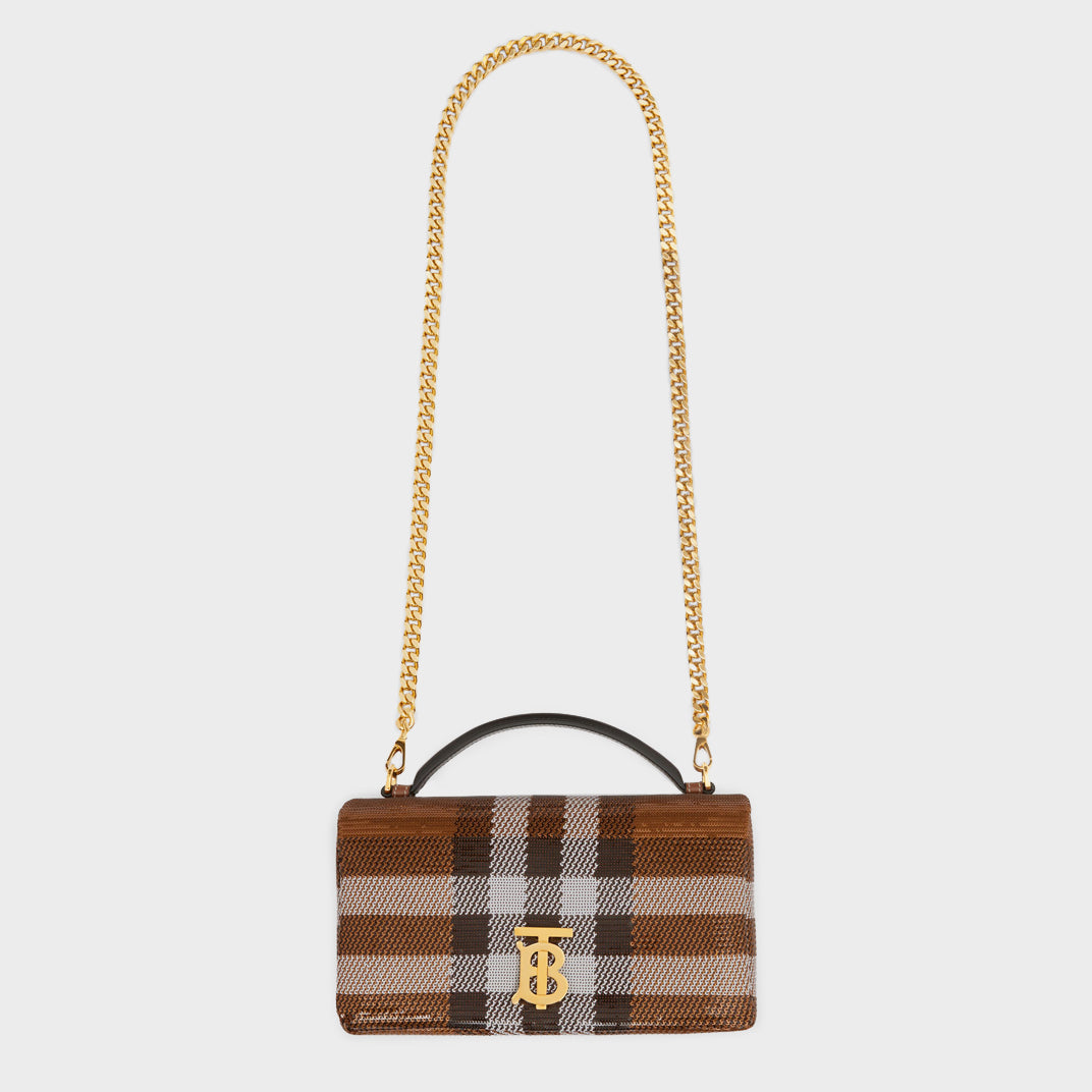 Small Sequin Check Lola Bag in Dark Birch Brown