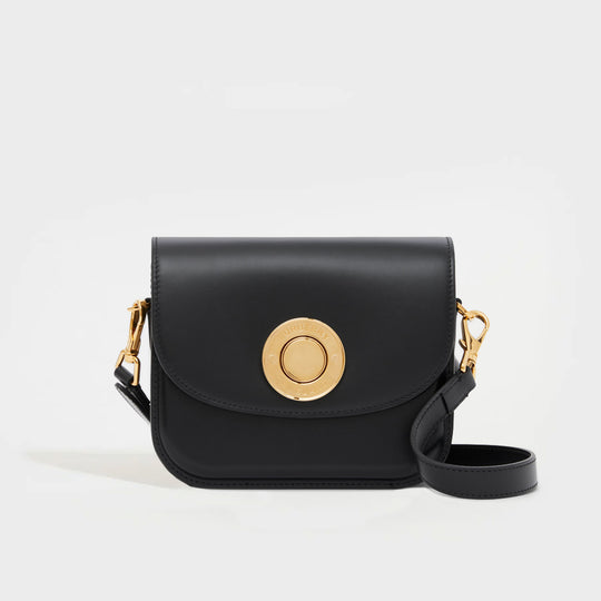 Front of the BURBERRY Small Leather Elizabeth Bag in Black