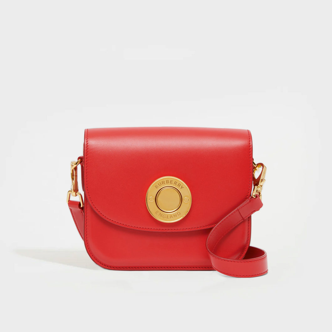 Front of the BURBERRY Small Leather Elizabeth Bag in Bright Red