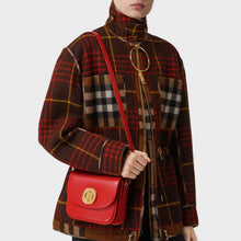 Load image into Gallery viewer, Model wearing the BURBERRY Small Leather Elizabeth Bag in Bright Red