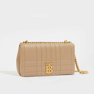 BURBERRY Small Quilted Lola Bag in Oat Beige