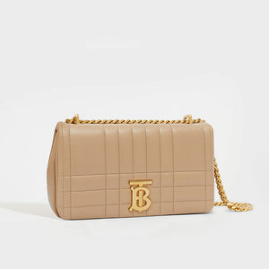 BURBERRY Small Quilted Lola Bag in Oat Beige