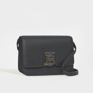 BURBERRY Small Grainy Leather TB Bag in Black