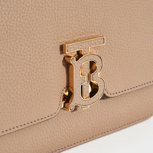 BURBERRY Small Grainy Leather TB Bag in Light Saddle Brown