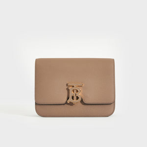 BURBERRY Small Grainy Leather TB Bag in Light Saddle Brown