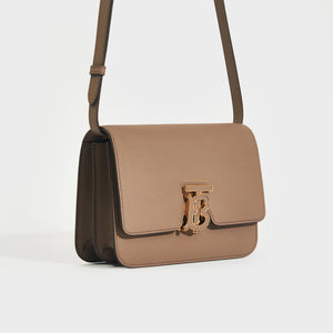 BURBERRY Light Brown Small Grainy Leather TB Bag COCOON