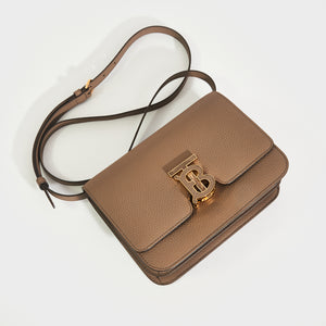 BURBERRY Small Grainy Leather TB Bag in Light Saddle Brown