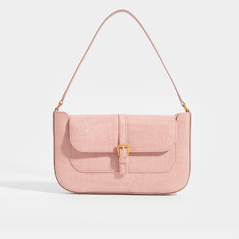 BY FAR Miranda Shoulder Bag in Pink Lizard-Effect Leather [ReSale]