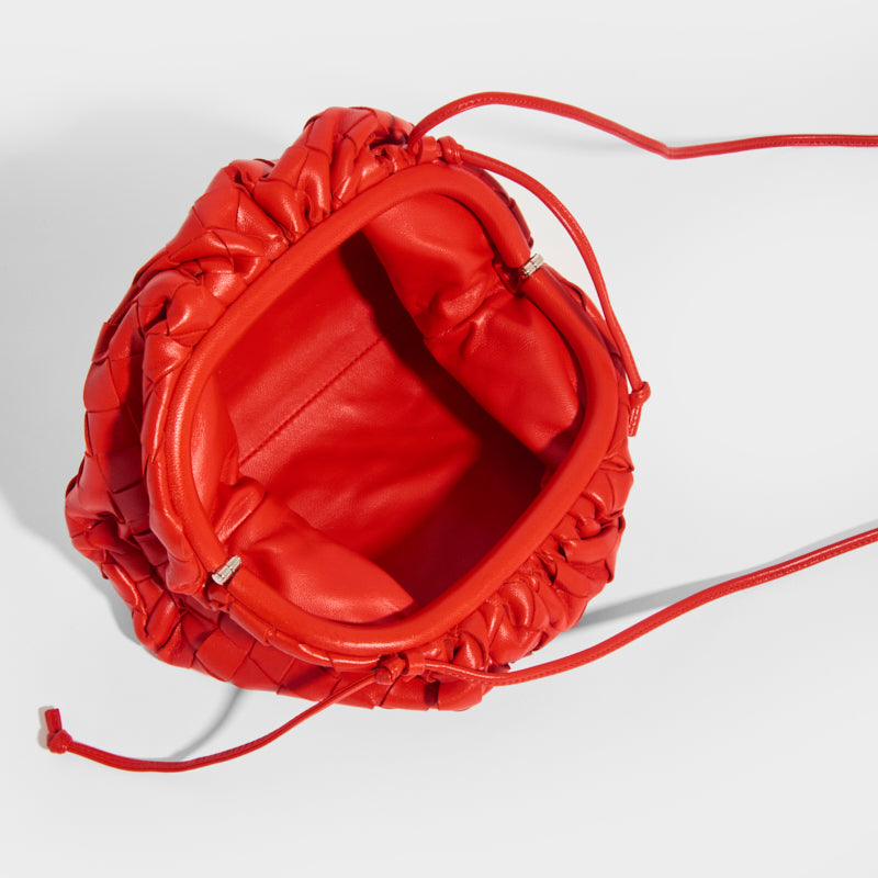 The Pouch 20 Intrecciato Crossbody in Bright Red