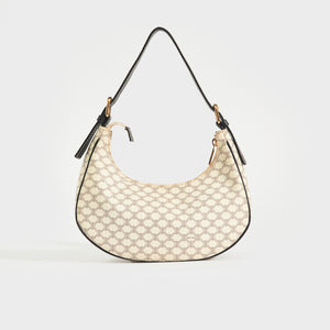 CELINE Ava Triomphe Canvas Shoulder Bag in White & Black