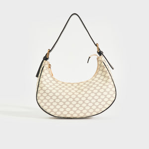 CELINE Ava Triomphe Canvas Shoulder Bag in White & Black