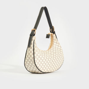 CELINE Ava Triomphe Canvas Shoulder Bag in White & Black