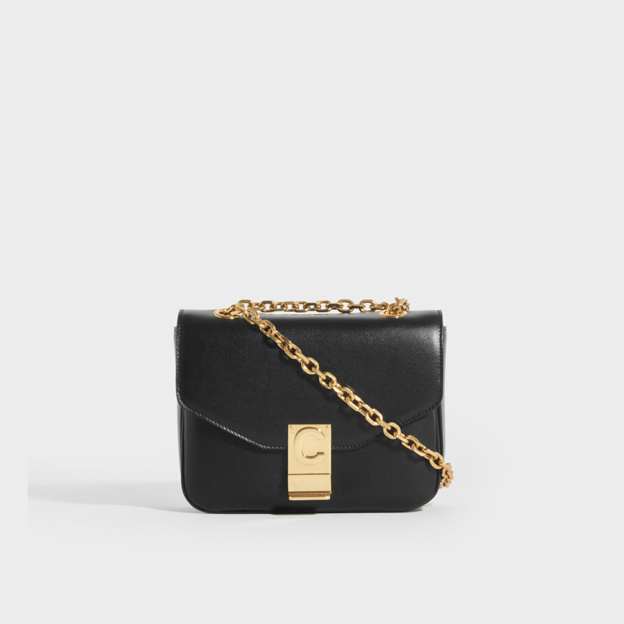 CELINE Small C Bag in Polished Black Calfskin