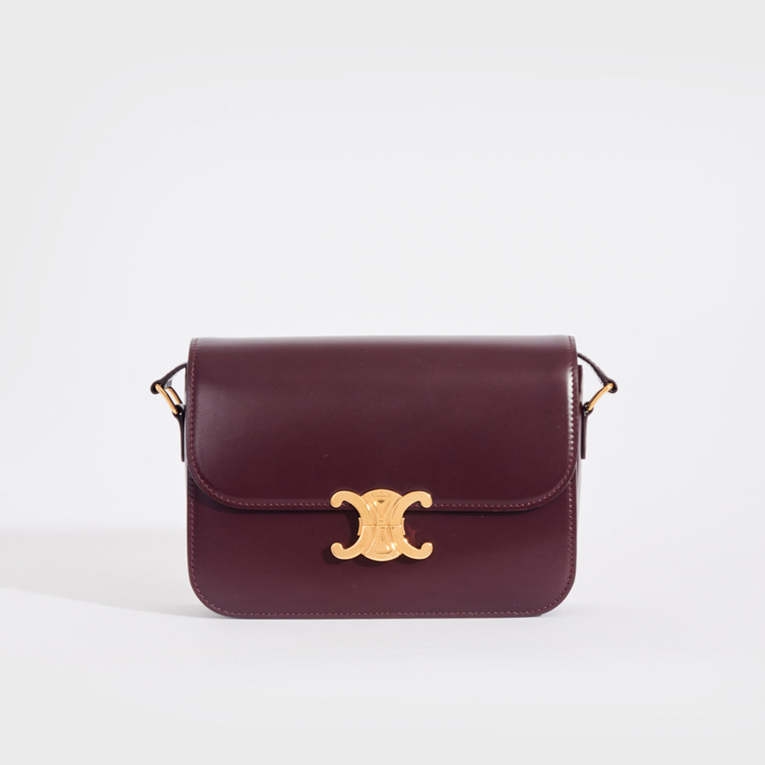Celine box bag outlet burgundy