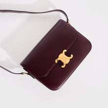 Load image into Gallery viewer, CELINE Medium Triomphe Leather Shoulder Bag in Bordeaux