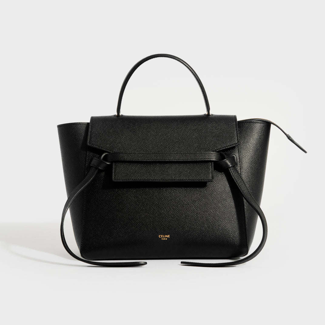 Micro Belt Bag in Black Grained Leather