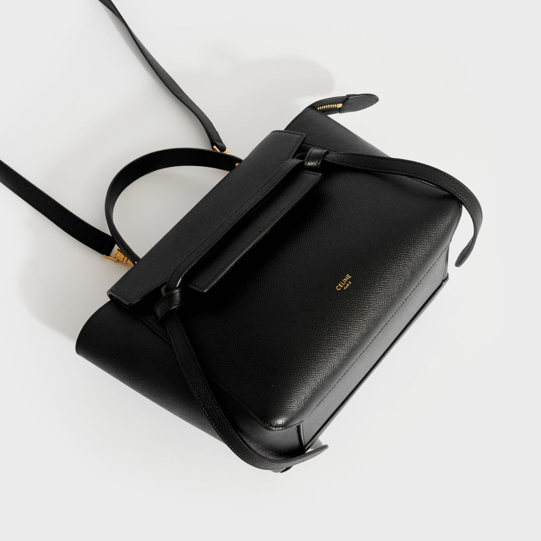 Micro Belt Bag in Black Grained Leather