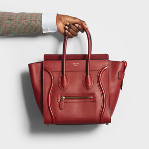 CELINE Micro Luggage Handbag in Red