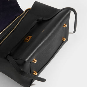 Bottom of CELINE Mini Belt Bag Grained Leather in Black 