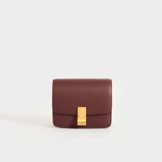 CELINE Small Classic Bag Calfskin Leather in Bordeaux
