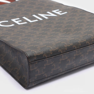 MINI VERTICAL CABAS IN TRIOMPHE CANVAS AND CALFSKIN WITH CELINE PRINT -  WHITE