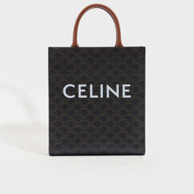 Load image into Gallery viewer, Front view of the CELINE Small Triomphe Cabas Vertical in Canvas and Calfskin Leather