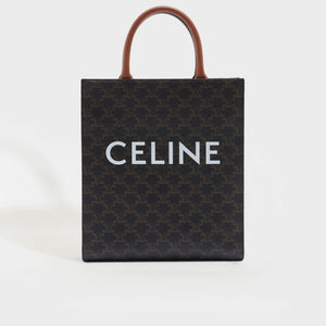 Celine Triomphe Vertical Cabas Small Calfskin Canvas Bag