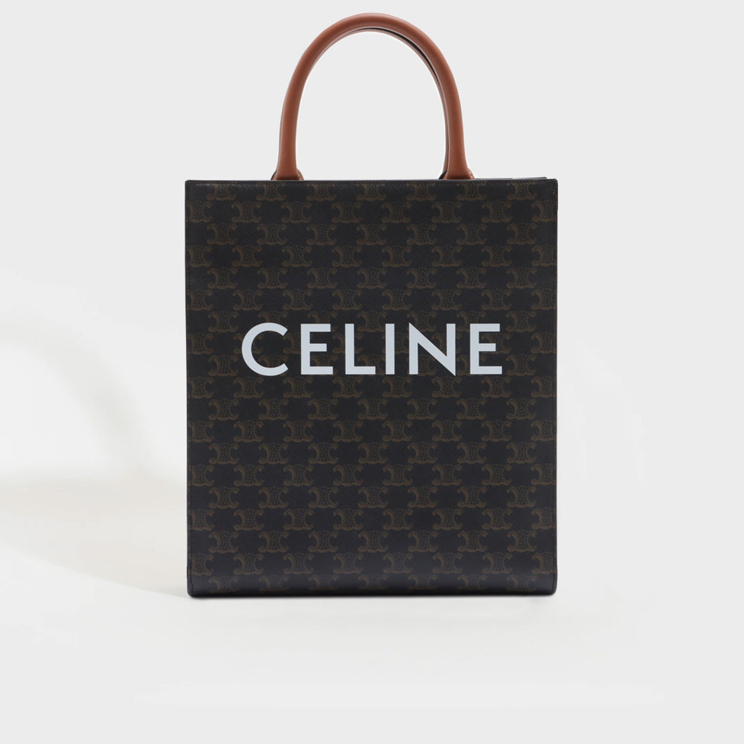 Celine - Triomphe Vertical Cabas Mini Canvas and Calfskin Crossbody Bag