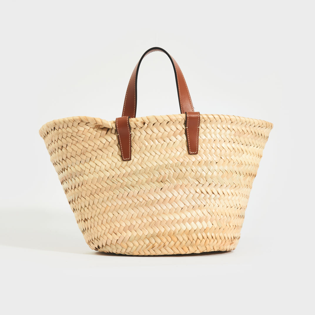 CELINE Triomphe Teen Panier Basket Bag in Raffia