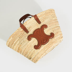 CELINE Triomphe Teen Panier Basket Bag in Raffia