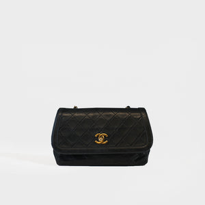 CHANEL Vintage Quilted Single Flap Chain Shoulder Bag in Black Lambskin - 1989- 1991 [ReSale]