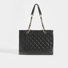 Load image into Gallery viewer, CHANEL Vintage Shopping Tote in Black Caviar Leather with Silver Hardware - Rear View