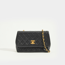 Load image into Gallery viewer, CHANEL Vintage Quilted Single Flap Chain Shoulder Bag in Black Lambskin - 1994 - 1996