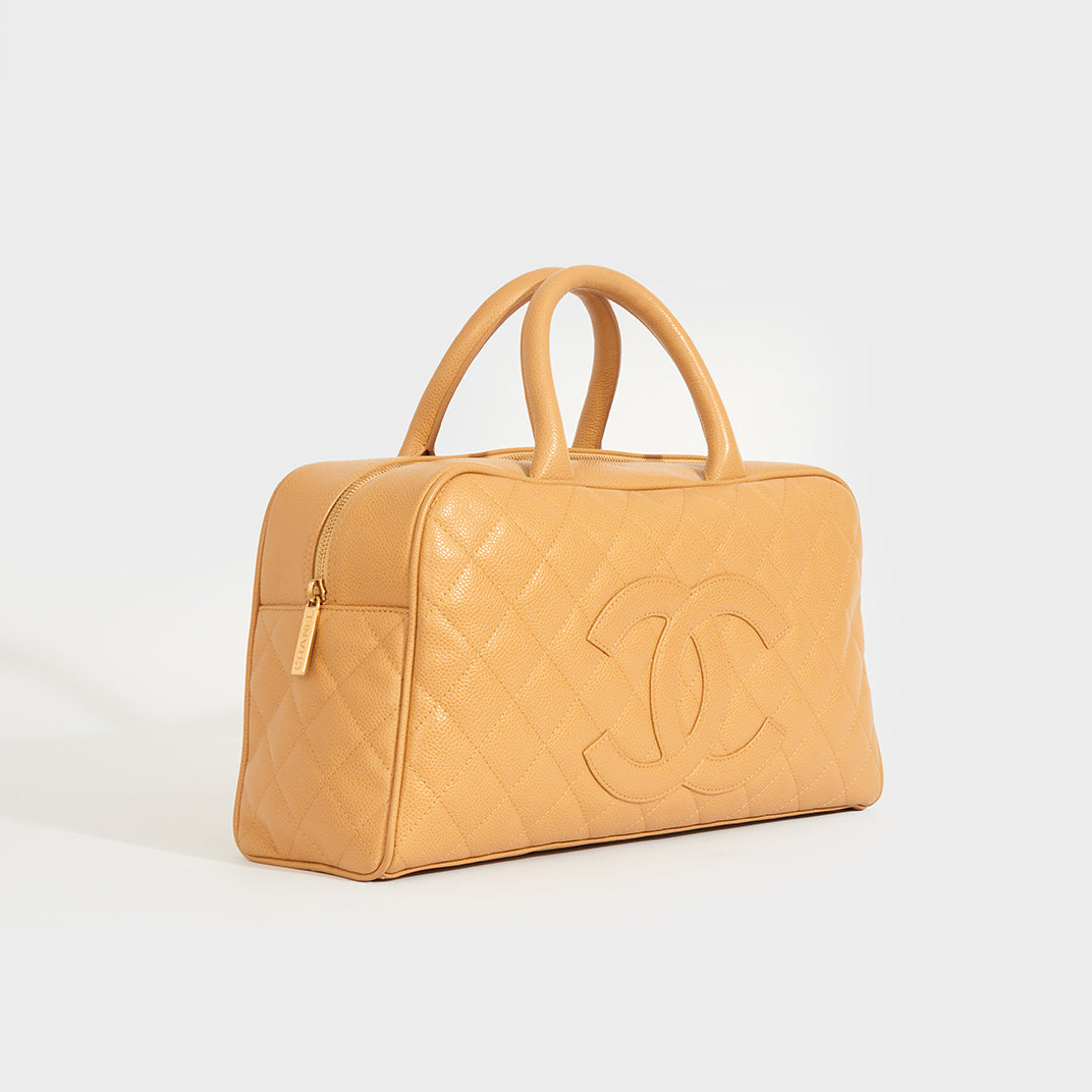 Bowling bag leather handbag Chanel Beige in Leather - 35032783