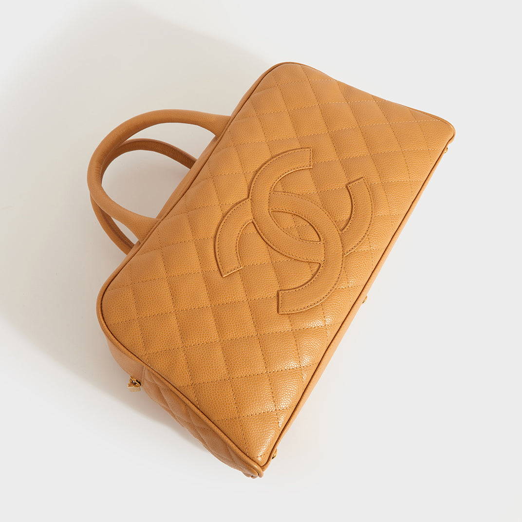 CC Quilted Caviar Bowling Bag in Beige 2003 - 2004