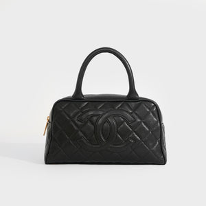 CHANEL CC Quilted Caviar Bowling Bag in Black 2003 - 2004