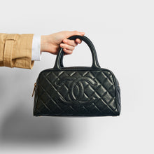 Load image into Gallery viewer, CHANEL CC Quilted Caviar Bowling Bag in Black 2003 - 2004