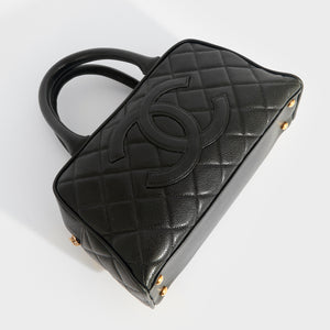 CHANEL CC Quilted Caviar Bowling Bag in Black 2003 - 2004