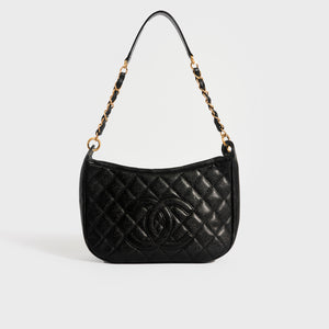 CHANEL CC Quilted Caviar Shoulder Bag in Black 2003 - 2004