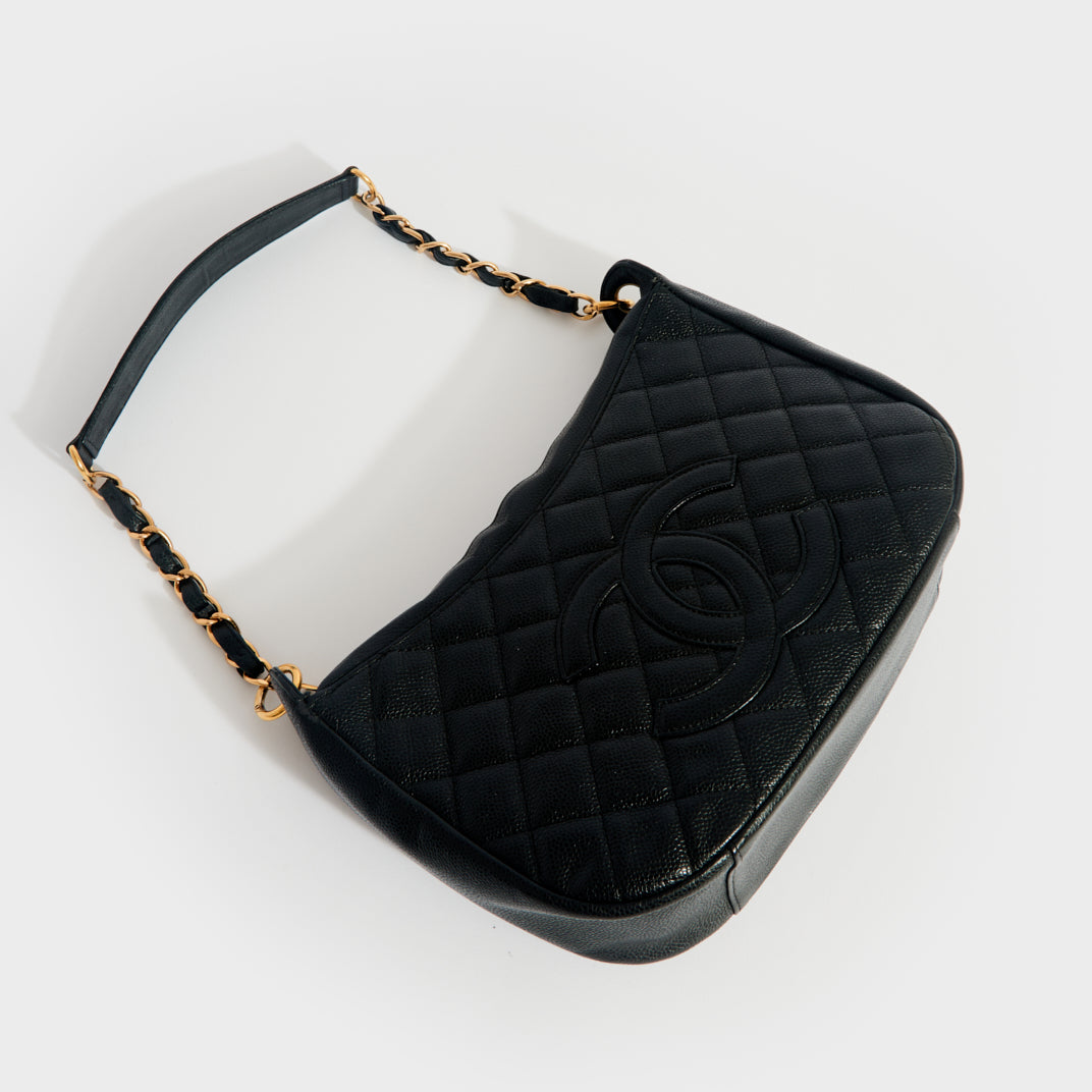 chanel caviar quilted timeless cc shoulder bag black