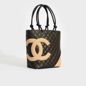 CHANEL Cambon Ligne Large Quilted Leather Tote Bag Beige