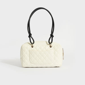 CHANEL Cambon Ligne Bowler Bag in Quilted White Leather 2004-2005