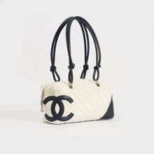 Load image into Gallery viewer, CHANEL Cambon Ligne Bowler Bag in Quilted White Leather 2005-2006