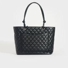 Load image into Gallery viewer, CHANEL Cambon Ligne Diamond Quilted Tote Bag in Black with White CC 2005-2006